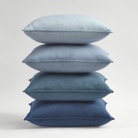 Topfinel Cushion Cover 17.7 x 17.7 inches (45 x 45 cm), Set of 4, Gradient, Stylish, Nordic, Velvet, Washable, Solid, Blue
