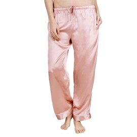 OSCAR ROSSA Women's Luxury Silk Sleepwear 100% Silk Pajamas Pants, Bridal Rose, L