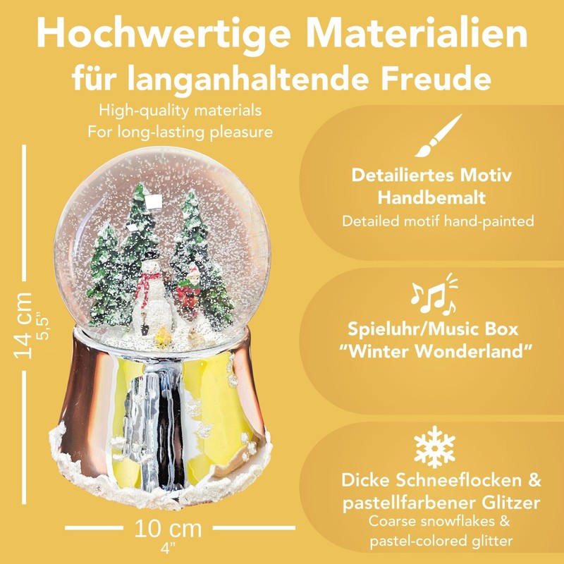 Snow Globe Christmas Music Box Snowman Standing with Child on