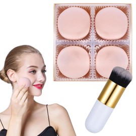RVSWIHFA Luxurious 4-Piece Makeup Sponges Set with Foundation Brush - Ultra Soft Marshmallow Blender for Perfectly Smooth Application