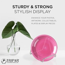 TRIPAR 2-Pack 4-Inch Metal Silver Painted Square Book Holder/Stand, Wire Mini Easel, Small Photo Stands for Table, Display for Picture Frames, Plaques & Plates