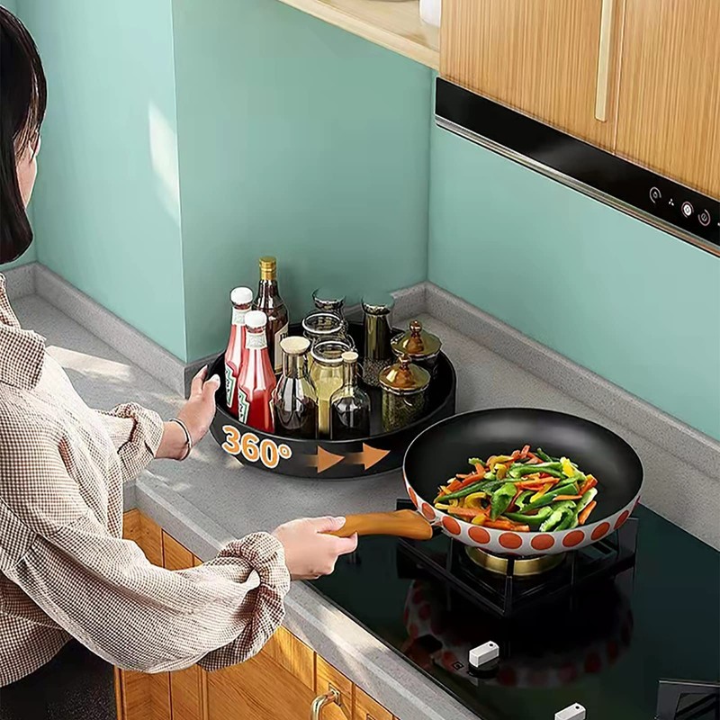 CALIYO Turntable Organiser, Rotating Spice Rack Made of Stainless Steel,