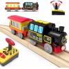 Motorized Train for Wooden Track, Remote Control Train with Magnetic