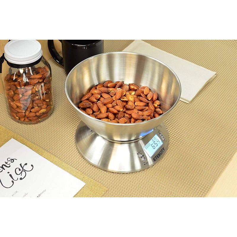 Etekcity Electronic Kitchen Scales with Stainless Steel Mixing Bowl, Timer