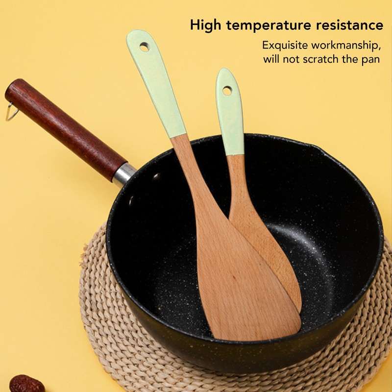 3Pcs Wooden Spatula Set Heat Resistant Light Weight Kitchen Cooking