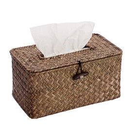 Sumnacon Tissue Box Cover Large Rectangle Tissue Box Seagrass Tissue Box Holder Woven Tissue Holder Decorative Tissue Cover for Bathroom Tissue Box Cover Rectangular for Home Office Table Coffee