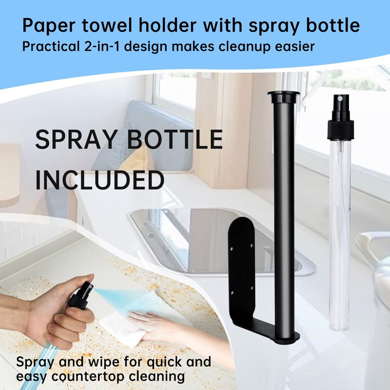 Camper Paper Towel Holder with Spray Bottle,Space-Saving Stainless Steel RV
