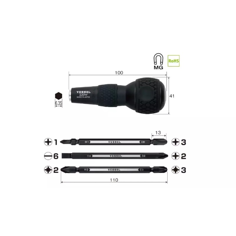 georglasko_8 Screwdrivers Set Ball Grip Interchangeabl