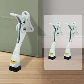 GoldPig Door Stoppers, 2 Pack Kickdown Door Stop with One-Touch semi-Automatic White Door Stopper Adjustable Height and Rubber Tip 4 Inches, Heavy Duty Door Stops, Door Holder (White).
