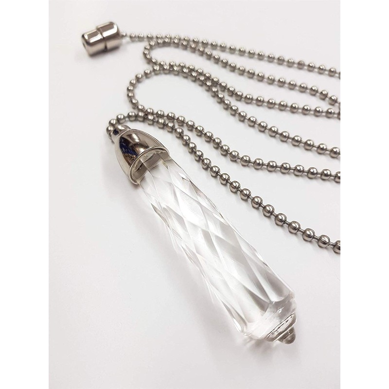 Large Glass Cord Pull 10cm with Chrome Silver Trim -