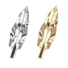 Hotalisona Hair Clips, Gold and Silver Leaf Metal Lotus Leaf Shape Hair Clip Cute Fashion Hair Accessories for Women Girls (2pcs)