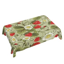 Walmsco Tablecloth Red Strawberry Ladybug Decor For Dining Room Kitchen Rectangular Table Cover 132 * 178cm