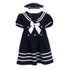 Classykidzshop Navy Girl Sailor Dress with White Strip (Large /12-18