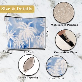 GREOXG Palm Tree Makeup Bag, Small Travel Cosmetic Bag with Zipper, Cute Makeup Pouch Gift Ideas for Women Teen Girls Friends Mom Sisters Teacher Birthday Christmas Wedding Graduation-E28