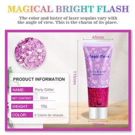 Ceboic Body Glitter Gel, 50 ml Festival Glitter Face Body Glitter Sequins for Face Hair Lips Nails Makeup Mermaid Sequins Liquid Eyeshadow Long Lasting Sparkling (Gold)