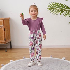 SANMIO Toddler Clothes 5T Girls Clothes Cute Ruffle Top Little Girl Pants Set Toddler Girl Clothing 4T-5T