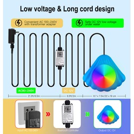 LED Pool Lights with APP Control, 20W 12V Safety Voltage Submersible LED Light IP68 Waterproof with 28ft Cord and 16 Million Music Sync Smart Color Changing for Inground Above Ground Pools (Pack of 1)