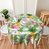 Pineapple Tablecloth Tropical Palm Leaves and Flowers Round Table Cloths