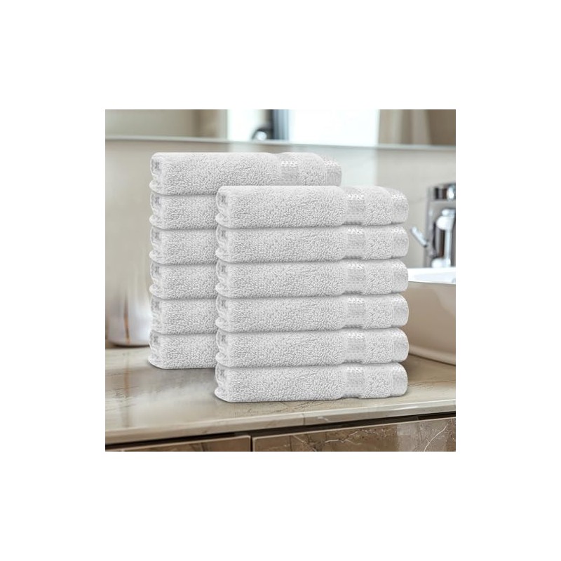Casabella 12 Pack Flannel Face Cloth - 100% Cotton Face