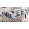 ABAKUHAUS Christmas Tablecloth, Watercolor Fir Trees, Dining Room Kitchen Rectangular