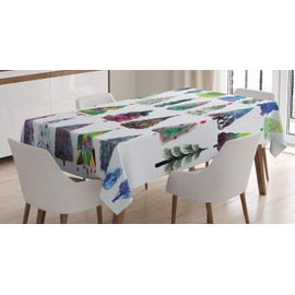 ABAKUHAUS Christmas Tablecloth, Watercolor Fir Trees, Dining Room Kitchen Rectangular Table Cover, 54 W X 94 L, Multicolor