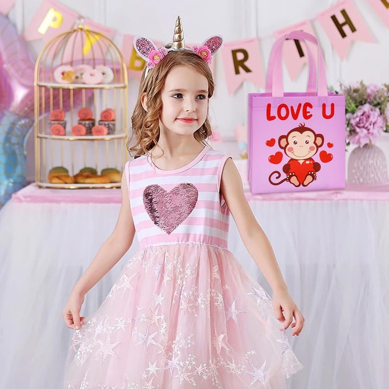 Colodeol Colodeol 6PCS Valentines Tote Bags Non-Woven Valentine Bags with