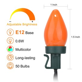 Agaphoton Multicolor C7 Christmas String Lights 25ft with Remote Control, 50 Multicolor LED Bulbs and 8 Fairy Lighting Styles, Suitable for Holiday Party Christmas Decorations (Green Wire)