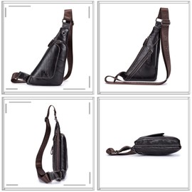 Pundarika Men's Leather Shoulder Bag Business Leather Crossbody Bag Leisure Sports Handbag Small Retro Waist Bag Fashion Wallet, dark brown, Retro