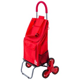 dbest products Trolley Dolly Stair Climber, Red Grocery Foldable Cart Condo Apartment