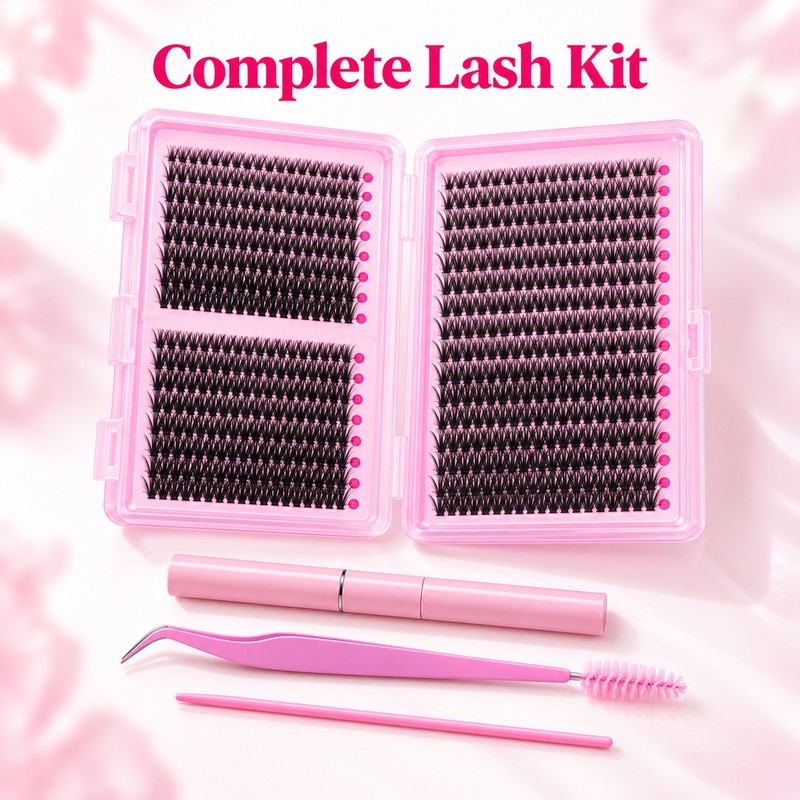 700PCS DIY Eyelash Extension Kit – D-Curl Lash Clusters with