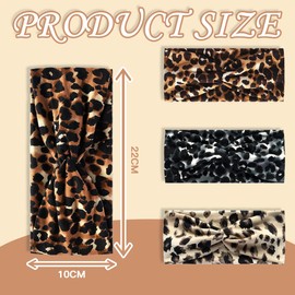 GGUFAY 4 Stück Sommer Elastische Stirnbänder, Stirnband Damen,Haarreif Elastisch Breites Stirnband Baumwollkreuz Stirnband,Rutschfest, für kurzes Haar, Yoga, Workout, Laufen, Sport(Leopard)