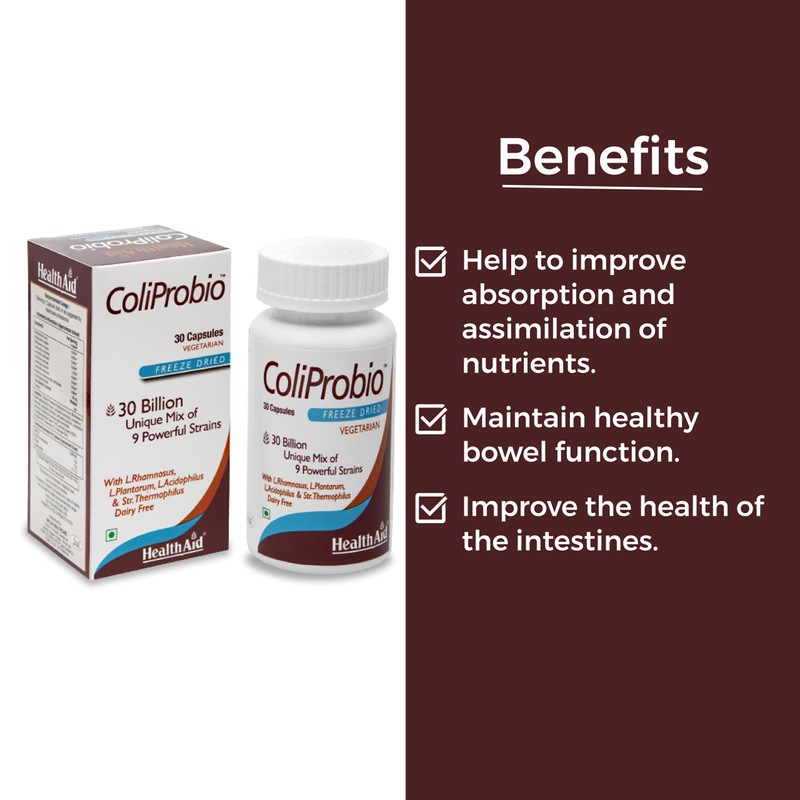 HealthAid ColiProbio 30 Billion Vegetarian Capsules, Pack of 30 Capsules