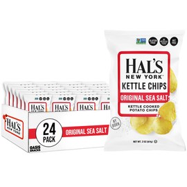 Hal's New York Kettle Cooked Gluten Free Original Sea Salt Salted Potato Chip Crisps, 2 Oz (Pack of 24)
