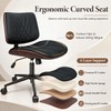 Armless Office Chair, Small Comfy Leather Desk Chair with Wheels