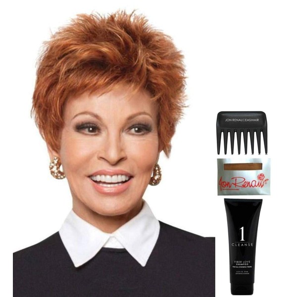 Bundle - 5 items: Power Petite/Average by Raquel Welch Wig, Christy's Wigs Q & A Booklet, Wig Shampoo, Wig Cap & Wide Tooth Comb - Color: R56_60