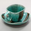 Ichikyu 589-04 Mino Ware Coffee Bowl, Taidokusa Deep Sea
