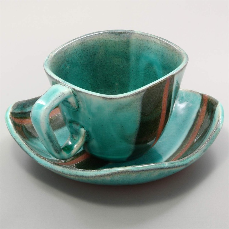 Ichikyu 589-04 Mino Ware Coffee Bowl, Taidokusa Deep Sea