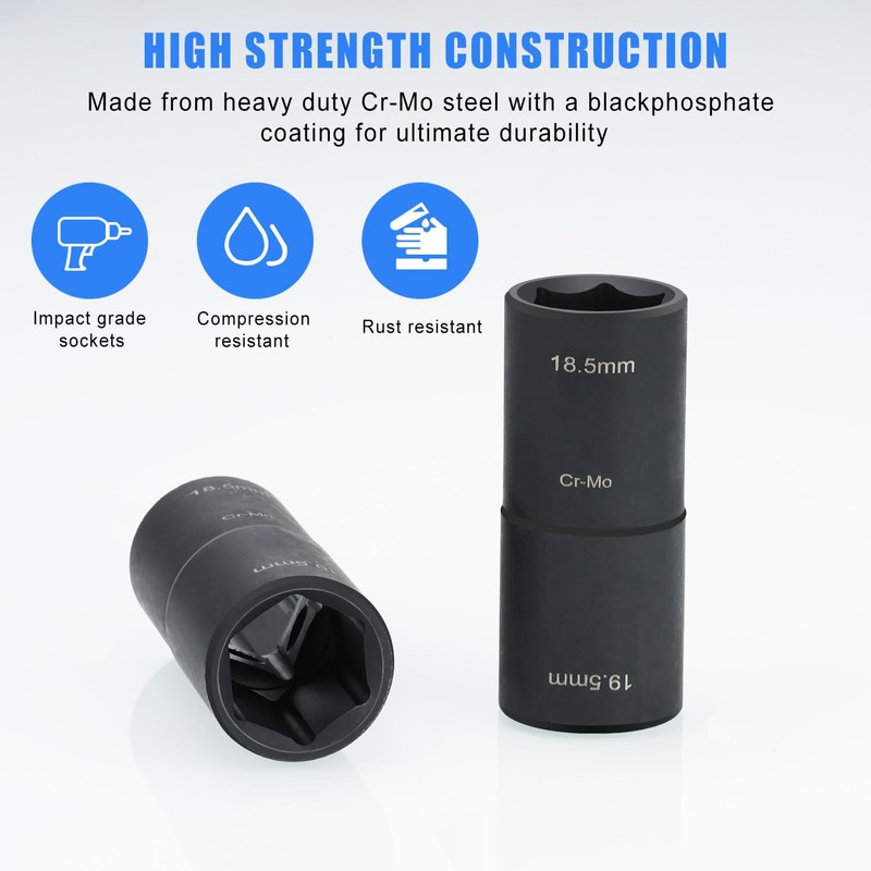 sukudon Impact Wrench Nuts 18.5 mm 19.5 mm Socket Spanner