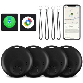 Spedal Android Air Tracker Tag, Smart Tracking Tag/Key Finder/Luggage Tracker/Dual System Tracker Compatible with iOS Find My or Google Find My Device (Black, 4 Pack)
