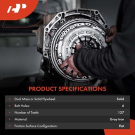 A-Premium Clutch Flywheel Compatible with Kia Soul 2013-2019, Rio 2013-2018 & Hyundai Accent 2013-2019, Veloster 2014-2017, 1.6L, 6 Bolt Holes, 127 Teeth, Replace# 23200-2B020