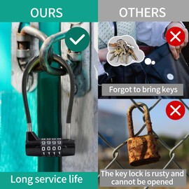 4 Digit Combination Lock for Locker, 6.8 Inch Resettable Combination Padlock with Steel Cable Rope, Waterproof Outdoor Small Cable Lock for Cabinet, Gym, Fence, Toolbox, Luggage (1)