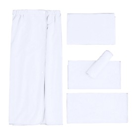 5pcs Beauty Salon Towels Microfiber Bed Towels Bath Skirt Shower Cap Pillow Towels Chest Towel Bath Towels White