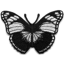Black Butterfly Rock n roll Goth Embroidered Applique Iron-on Patch S-1308