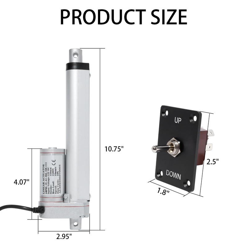 12V Heavy Duty Linear Actuator 6 Inch 330lb/1500N, IP54 Waterproof