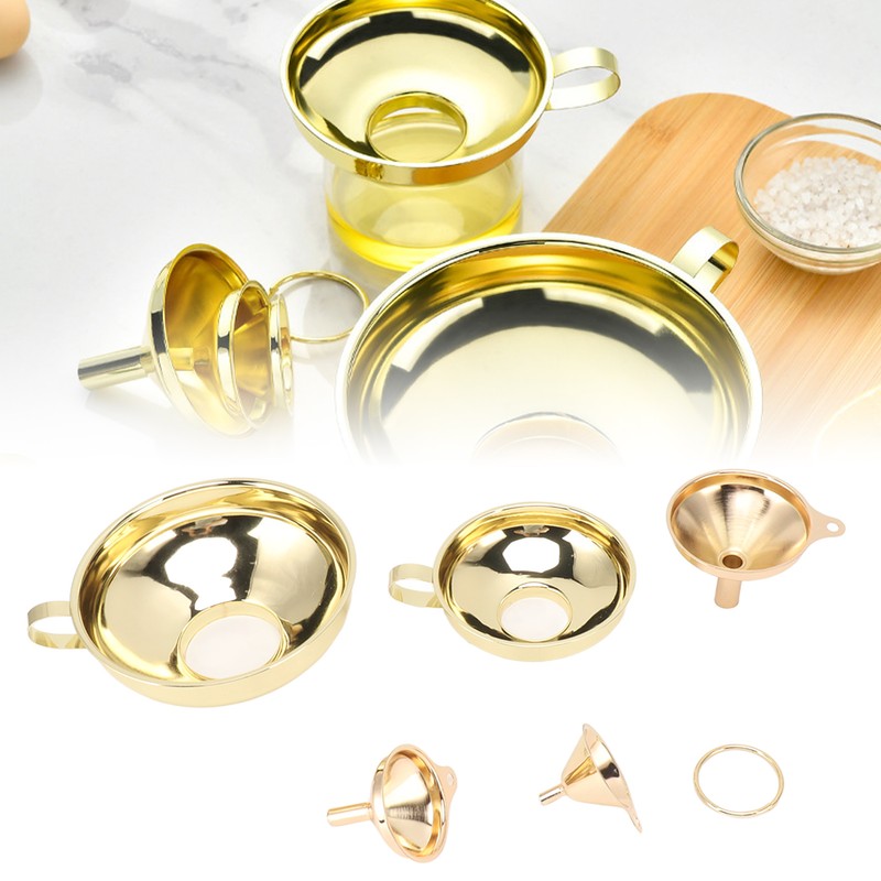 5 Pcs Funnel Set Stainless Steel Gold Plating Wide Mouth