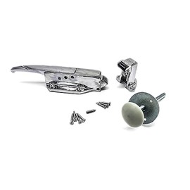 Kason 0058 Polished Chrome Radial Latch KIT with 0059 Roller Strike, 3/4" to 1 5/8" Offset, 0481 4" Inside Release and Hardware KIT