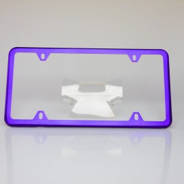 MotorVehicleParts 4Hole Slim Powder Coated Candy Purple Stainless Steel License Plate Frame Holder