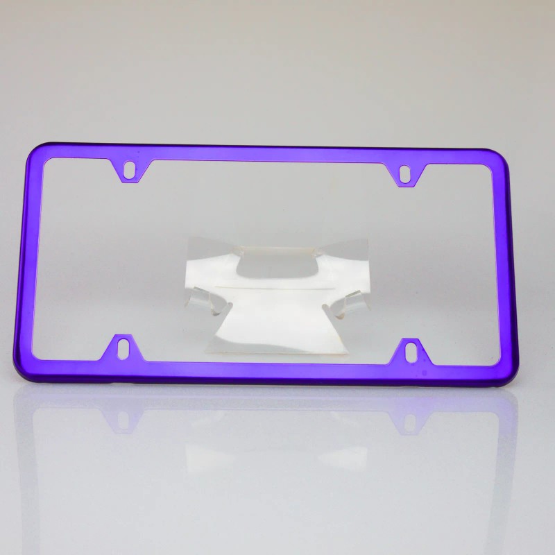 MotorVehicleParts 4Hole Slim Powder Coated Candy Purple Stainless Steel License
