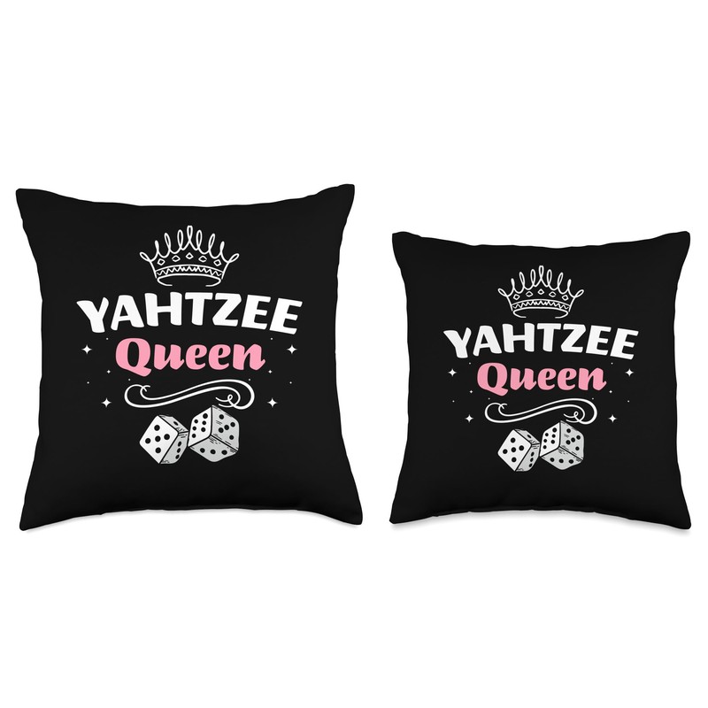 Yahtzee Queen Game Night Dice Game Throw Pillow