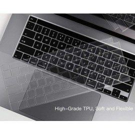 Keyboard Cover Compatible with MacBook Pro 13 inch M2 A2338 2023 2022 2021 2020 M2 M1 A2338 A2289 A2251 & MacBook Pro 16 inch A2141 2020 2019 Touch Bar & Touch ID Keyboard Protector Skin Cover, Clear